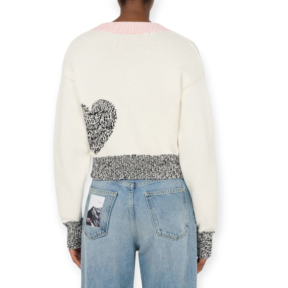 Moschino Jeans Contrast Peace Symbol Intarsia Cotton and Nylon Cardigan Size XS - Picture 3 of 12